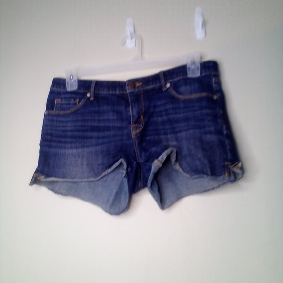 Mossimo Shorts Women 10 Mid Rise Midi Denim Blue - Picture 2 of 14